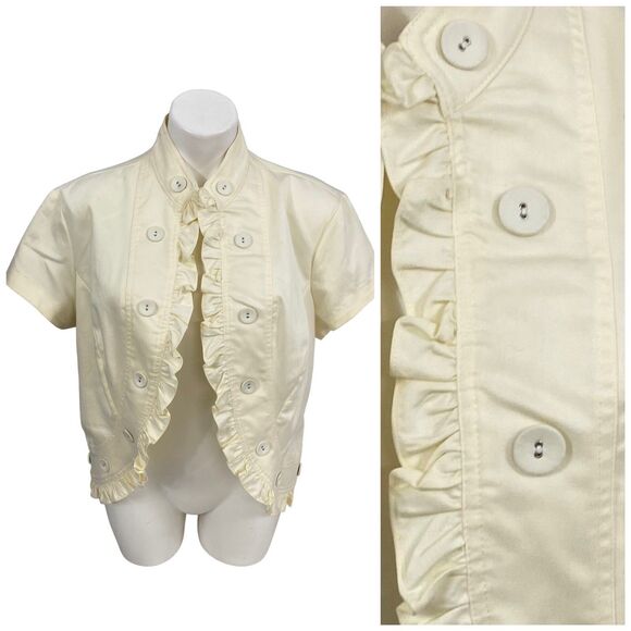 John Paul Richard Blazer Womens XL Ruffle Open Face Jacket Work Cottage Feminine - Picture 1 of 15